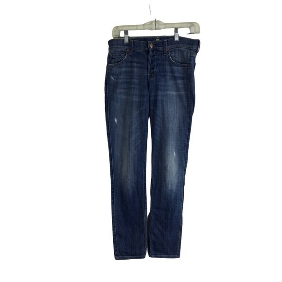 7 For All Mankind Josefina Skinny Boyfriend Button Fly Distressed Denim Jeans 24 - Picture 1 of 10